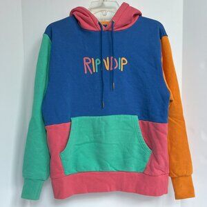 RIPNDIP Fleece Hoodie Colorblock Sweatshirt Men's Size Small Y2K 80s 90s EUC